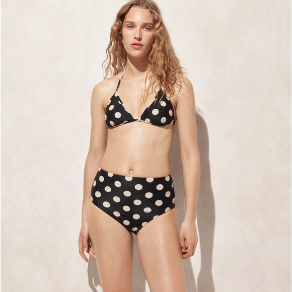 J.Crew High Rise Full Coverage Bikini Bottom Reversible Dot Stripe Print XXL NWT - Picture 1 of 9